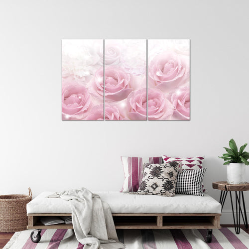 Runa Art Wandbilder Blumen Rosen Bild XXL Wohnzimmer Schlafzimmer Rosa Vintage 120 x 80 cm 3 Teilig 017231a