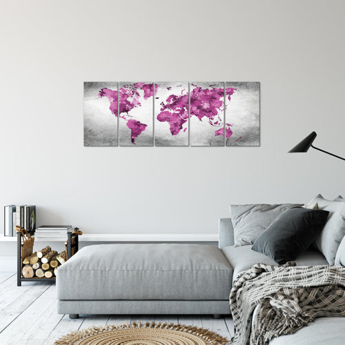Runa Art Bild Weltkarte Wandbilder auf Vlies Leinwand 5 Teilig Wanddekoration Büro Wohnzimmer 013356c