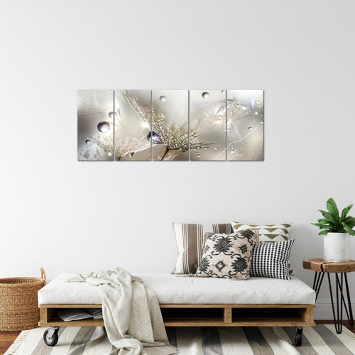 Runa Art Bild Blumen Pusteblumen Wandbilder auf Vlies Leinwand 5 Teilig Wanddekoration Wohnzimmer Schlafzimmer 043156a