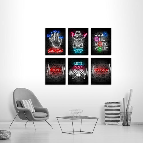 Novart Wandbilder - KEIN EXTRA RAHMEN BENÖTIGT - Kinderzimmer Junge Teenager - Bilder Modern Gamer Spielkonsole - Bunt - N027965a