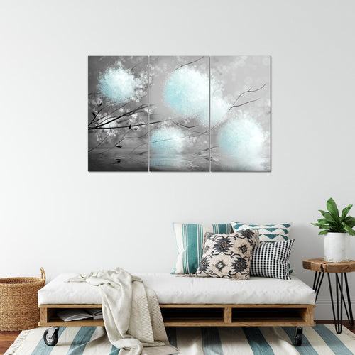 Runa Art Wandbilder Pusteblumen Bild XXL Wohnzimmer Schlafzimmer Grau Türkis Abstrakt 120 x 80 cm 3 Teilig 044231c