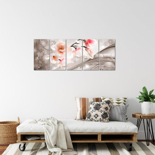 Runa Art Bild Blumen Abstrakt Wandbilder auf Vlies Leinwand 5 Teilig Wanddekoration Wohnzimmer Schlafzimmer 035356b