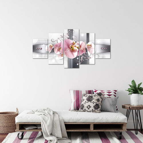 Runa Art Bild Wohnzimmer Schlafzimmer Büro Blumen Pflanzen 5 Teilig Rosa Orchideen Wandbilder auf Vlies Leinwand 008353a