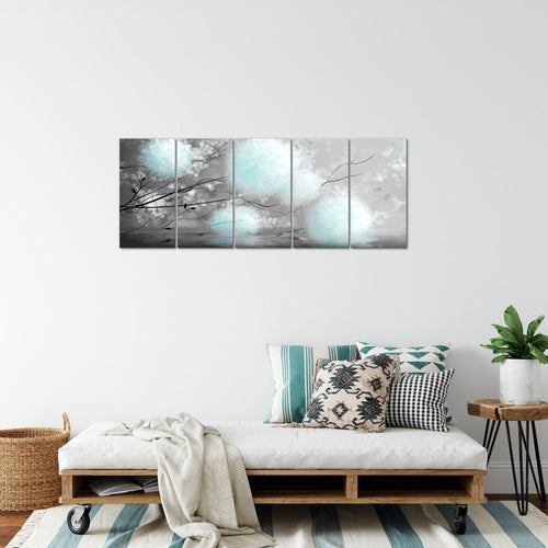 Runa Art Bild Pusteblumen Wandbilder auf Vlies Leinwand 5 Teilig Wanddekoration Wohnzimmer Schlafzimmer 044256c