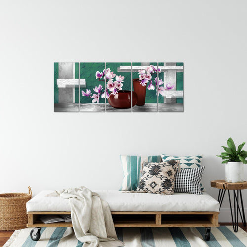 Runa Art Bild Blumen Abstrakt Wandbilder auf Vlies Leinwand 5 Teilig Wanddekoration Wohnzimmer Schlafzimmer 035256b