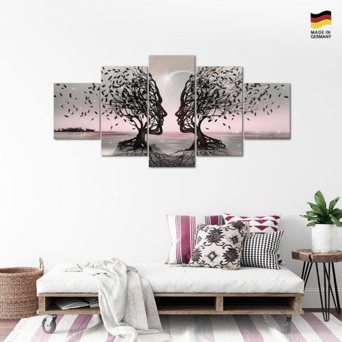Runa Art - Bilder Abstrakt 200 x 100 cm 5 Teilig XXL Wanddekoration Design Gesichter Schwarz 044851b