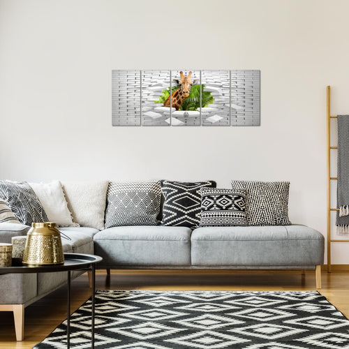Runa Art Bild Giraffe Abstrakt Wandbilder auf Vlies Leinwand 5 Teilig Wanddekoration Wohnzimmer Schlafzimmer 037456c