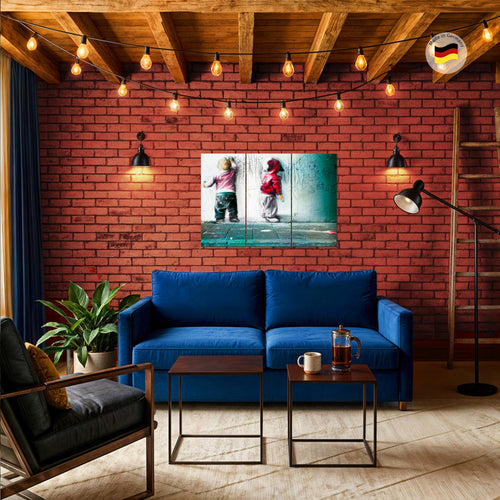 Runa Art Wandbilder Kinder Graffiti Bild XXL Babyzimmer Spielzimmer Bunt Streetart 120 x 80 cm 3 Teilig 039231b
