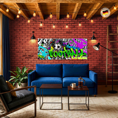 Runa Art Wandbilder XXL Street Art Wohnzimmer Schlafzimmer Büro 200 x 80 cm Fußball 5 Teilig - Made in Germany - 402655a