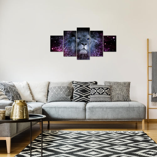 Runa Art Bild Wohnzimmer Schlafzimmer Sternzeichen Löwe 5 Teilig Abstrakt Tiere Lila Wandbilder auf Vlies Leinwand 040753c