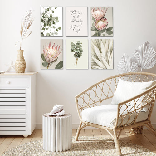 Novart Wandbilder - KEIN EXTRA RAHMEN BENÖTIGT - Wohnzimmer Schlafzimmer - Bilder Modern Blätter Pflanzen - Olivgrün - N028065a