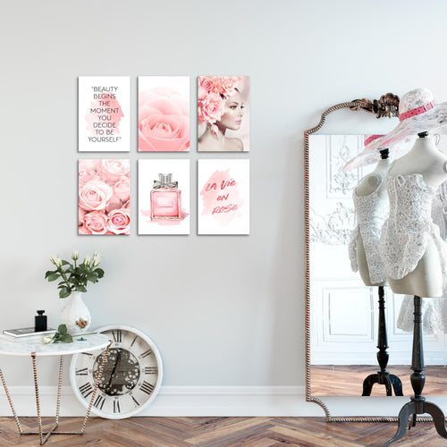 Novart Wandbilder Set Fashion - KOMPLETT AUFHÄNGFERTIG - Made in Germany - Moderne Bilder  Wohnzimmer Mädchen Teenager - N008564a