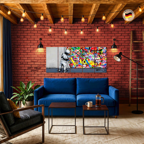 Runa Art Wandbilder XXL Kinderzimmer Wohnzimmer Schlafzimmer Büro 200 x 80 cm Kind 5 Teilig - Made in Germany - 043555a