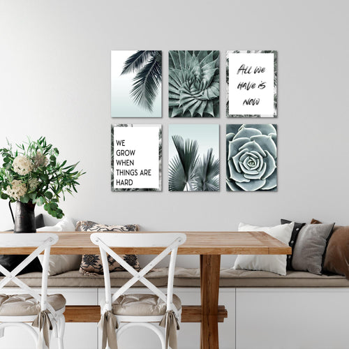 Novart Wandbilder - KEIN EXTRA RAHMEN BENÖTIGT - Wohnzimmer Schlafzimmer - Bilder Modern Afrika Palmen - Mit Spruch - N015165a