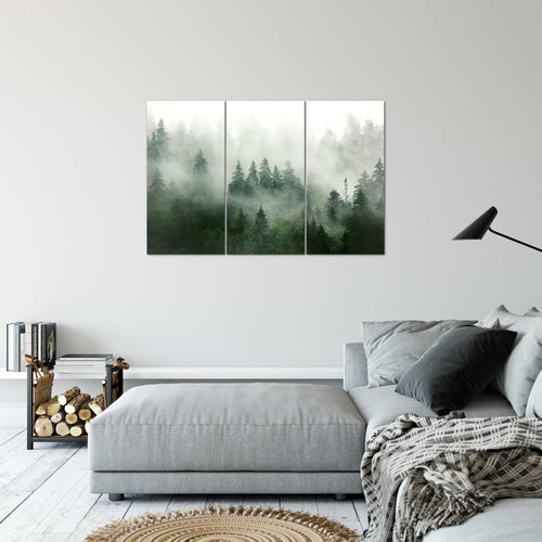 Runa Art Wandbilder Landschaft Bild XXL Wohnzimmer Schlafzimmer Büro Wald Waldgrün 120 x 80 cm 3 Teilig 032331a