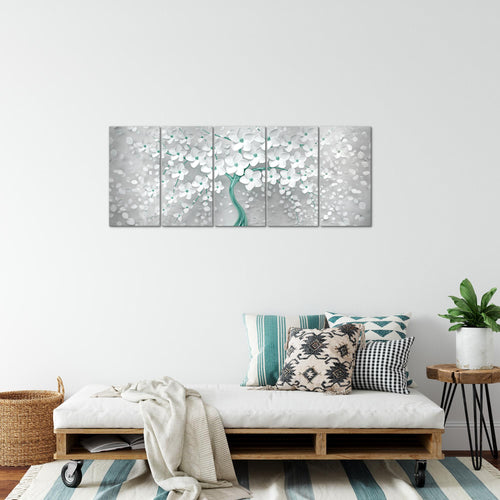 Runa Art Bild Blumen Wandbilder auf Vlies Leinwand 5 Teilig Wanddekoration Wohnzimmer Schlafzimmer 039756b