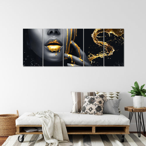 Runa Art Wandbilder XXL Abstrakt Wohnzimmer Schlafzimmer Büro 200 x 80 cm Minimalismus 5 Teilig - Made in Germany - 041555a