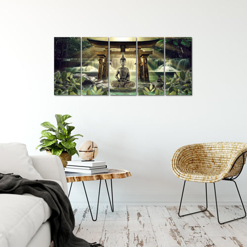 Runa Art Bild Feng Shui Buddha Wandbilder auf Vlies Leinwand 5 Teilig Wanddekoration Wohnzimmer Schlafzimmer 036456a