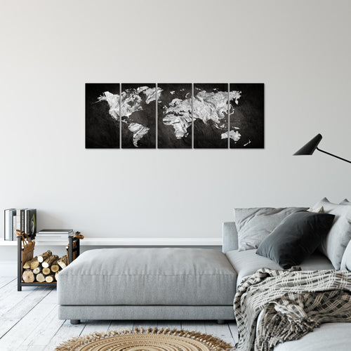 Runa Art Bild Weltkarte Wandbilder auf Vlies Leinwand 5 Teilig Wanddekoration Büro Wohnzimmer 002956a
