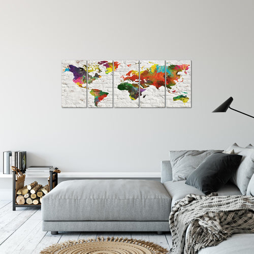 Runa Art Bild Weltkarte Wandbilder auf Vlies Leinwand 5 Teilig Wanddekoration Büro Wohnzimmer 106956b