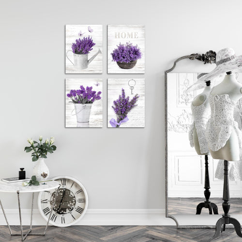 Novart Bilder Home Provence - Fertig Zum Aufhängen - Kein Extra Rahmen benötigt - Wandbilder Set Wohnzimmer Schlafzimmer - N002947a