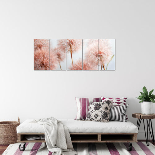 Runa Art Bild Blumen Pusteblumen Wandbilder auf Vlies Leinwand 5 Teilig Wanddekoration Wohnzimmer Schlafzimmer 042056a