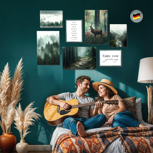 Novart Bilder Landschaft - KOMPLETT AUFHÄNGFERTIG - Waldlandschaft Wohnzimmer Schlafzimmer Büro - 7 Moderne Mood - Bilder - N004672a