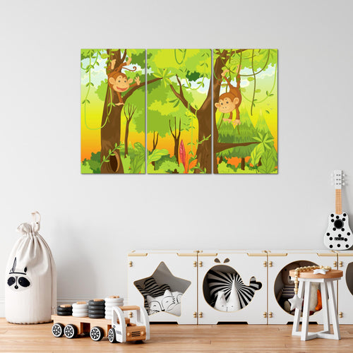 Runa Art Wandbilder Tiere Dschungel Bild XXL Spielzimmer Baby Bunt Kinderzimmer 120 x 80 cm 3 Teilig 001831b