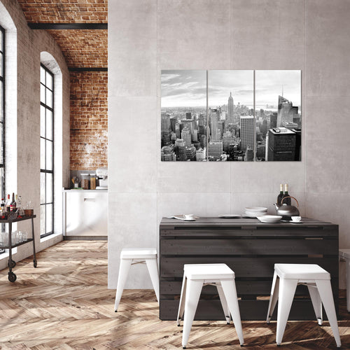 Runa Art Wandbilder New York Bild XXL Wohnzimmer Büro Schwarz Weiss Skyline 120 x 80 cm 3 Teilig 010231c