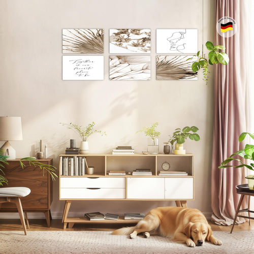Novart Wandbilder - KEIN EXTRA RAHMEN BENÖTIGT - Wohnzimmer Schlafzimmer - Bilder Modern Boho Natur - Line Art - N026965a