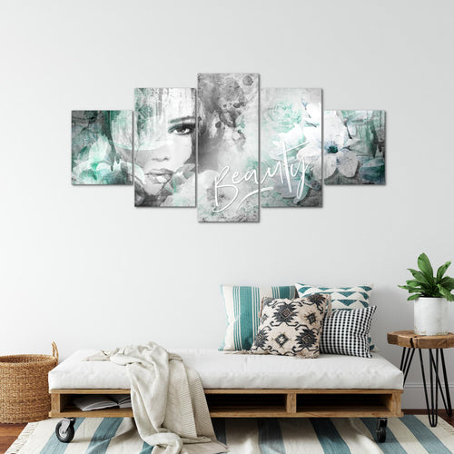 Runa Art - Bilder Blumen Vintage 200 x 100 cm 5 Teilig XXL Wanddekoration Design Bunt 039351b