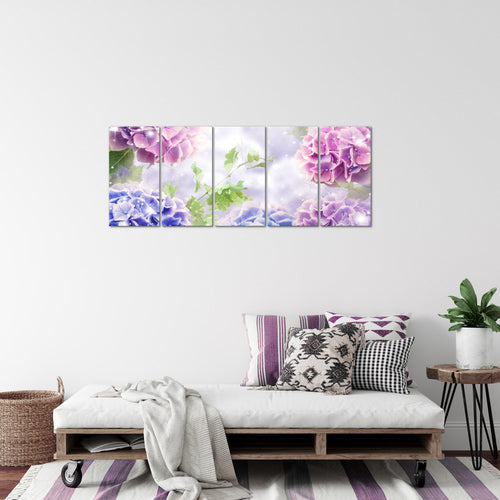 Runa Art Bild Blumen Hortensien Wandbilder auf Vlies Leinwand 5 Teilig Wanddekoration Wohnzimmer Schlafzimmer 017456b