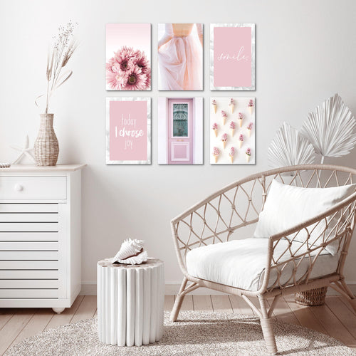 Novart Wandbilder Set Fashion - KOMPLETT AUFHÄNGFERTIG - Made in Germany - Moderne Bilder  Wohnzimmer Mädchen Teenager - N020464a