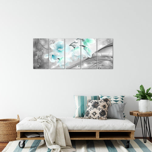 Runa Art Bild Blumen Abstrakt Wandbilder auf Vlies Leinwand 5 Teilig Wanddekoration Wohnzimmer Schlafzimmer 035356c