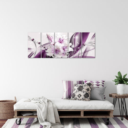 Runa Art Bild Blumen Lilien Wandbilder auf Vlies Leinwand 5 Teilig Wanddekoration Wohnzimmer Schlafzimmer 017156a