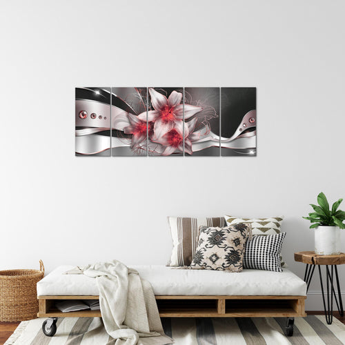 Runa Art Bild Blumen Lilien Wandbilder auf Vlies Leinwand 5 Teilig Wanddekoration Wohnzimmer Schlafzimmer 039656c