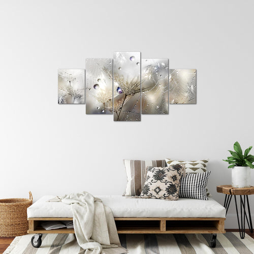 Runa Art Bild Wohnzimmer Schlafzimmer Blumen Pusteblumen 5 Teilig Morgentau Braun Wandbilder auf Vlies Leinwand 043153a