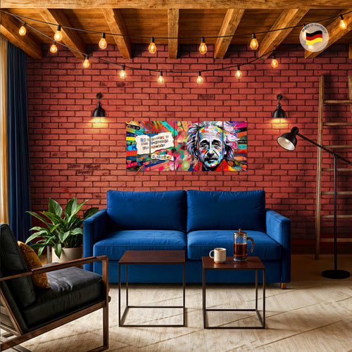 Runa Art Bild Einstein Street Art Wandbilder auf Vlies Leinwand 5 Teilig Wanddekoration Wohnzimmer Schlafzimmer 044956a