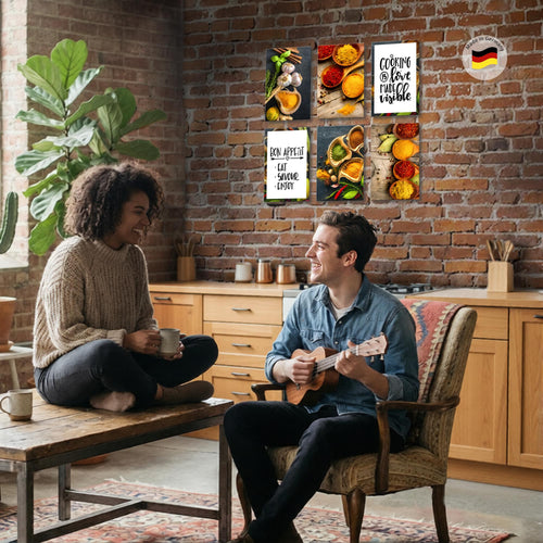 Novart Wandbilder Set Küche - KOMPLETT AUFHÄNGFERTIG - Made in Germany - Moderne Bilder  Esszimmer Küchenbilder - N000464a