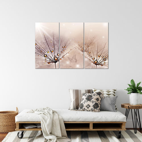 Runa Art Wandbilder Pusteblume Bild XXL Wohnzimmer Schlafzimmer Rosa Natur 120 x 80 cm 3 Teilig 016931a