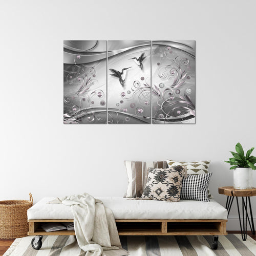 Runa Art Wandbilder Vintage Vogel Bild XXL Wohnzimmer Schlafzimmer Schwarz Weiss Abstrakt 120 x 80 cm 3 Teilig 038331c