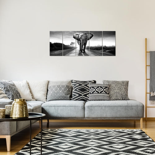 Runa Art Bild Afrika Elefant Wandbilder auf Vlies Leinwand 5 Teilig Wanddekoration Wohnzimmer Schlafzimmer 042656c