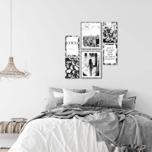 Novart Wandbilder Set Fashion Coco - KEIN EXTRA RAHMEN BENÖTIGT -  Modern Deko  - Wohnzimmer Mädchen Teenager N016263b