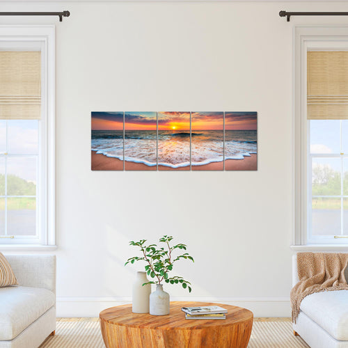 Runa Art Bild Strand Meer Wandbilder auf Vlies Leinwand 5 Teilig Wanddekoration Wohnzimmer Schlafzimmer 044556a