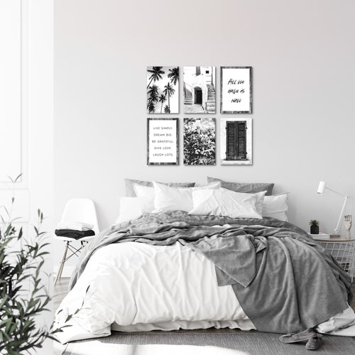 Novart Wandbilder Set Alte Stadt Palmen - KOMPLETT AUFHÄNGFERTIG - Made in Germany - Moderne Bilder  Wohnzimmer Schlafzimmer - N015064a