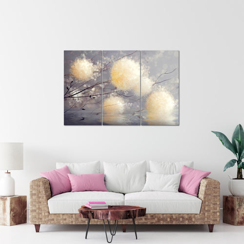 Runa Art Wandbilder Pusteblumen Bild XXL Wohnzimmer Schlafzimmer Grau Beige Abstrakt 120 x 80 cm 3 Teilig 044231a