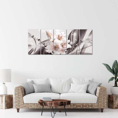 Runa Art Bild Blumen Lilien Wandbilder auf Vlies Leinwand 5 Teilig Wanddekoration Wohnzimmer Schlafzimmer 017156c
