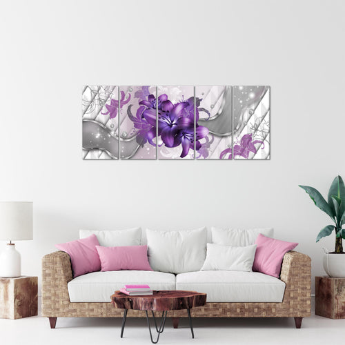 Runa Art Bild Blumen Lilien Wandbilder auf Vlies Leinwand 5 Teilig Wanddekoration Wohnzimmer Schlafzimmer 016556c