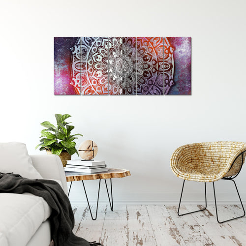 Runa Art Bild Mandala Abstrakt Wandbilder auf Vlies Leinwand 5 Teilig Wanddekoration Wohnzimmer Schlafzimmer 040156b