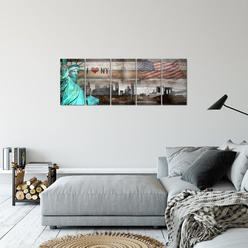 Runa Art Bild New York City Wandbilder auf Vlies Leinwand 5 Teilig Wanddekoration Wohnzimmer Büro 034256c